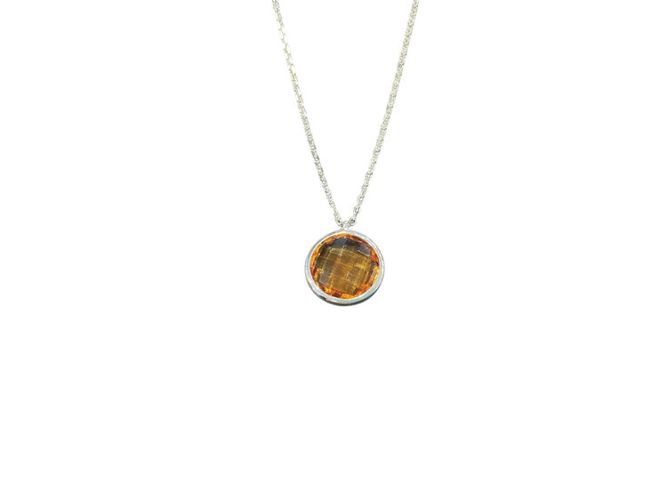 PRIMA NY (Y)14K 1.99CIT CITRINE 1.99CT BEZEL SET ON WHITE GOLD CHAIN