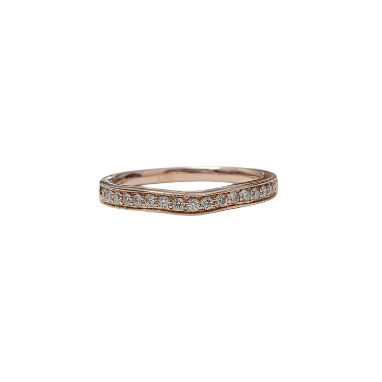 (Y) 14KR .20CT DIAMOND ROSE GOLD CURVED BAND