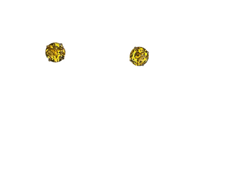 (Y)14KY 6MM CTR ROUND CUT CITRINE YELLOW GOLD STUDS