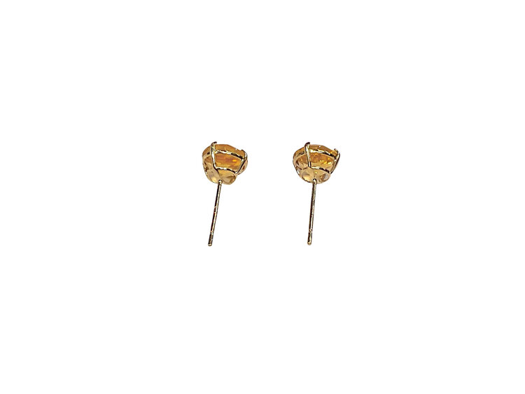 (Y)14KY 6MM CTR ROUND CUT CITRINE YELLOW GOLD STUDS