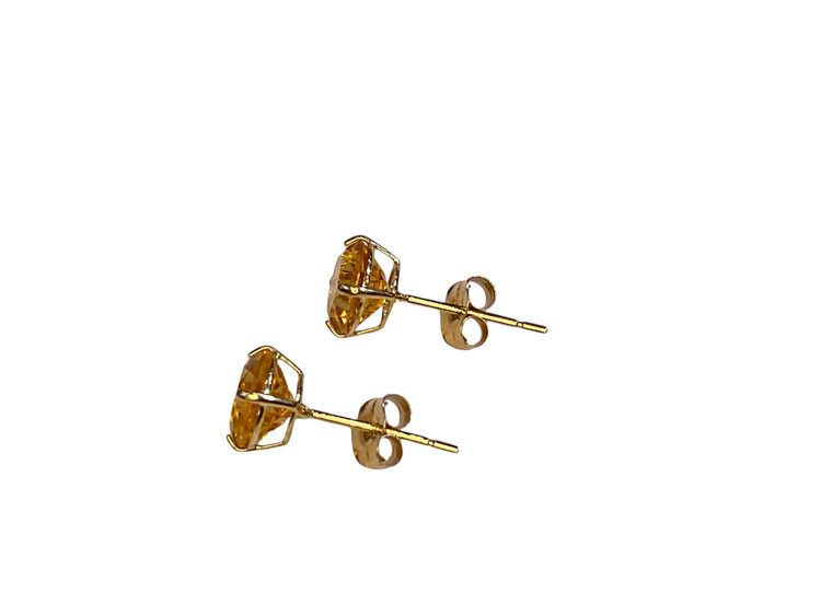 (Y)14KY 6MM CTR ROUND CUT CITRINE YELLOW GOLD STUDS