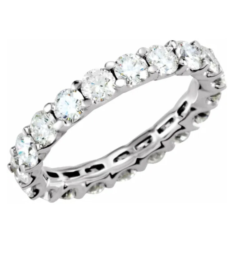 (Y)14KW  7/8 CTW Natural Diamond Eternity Band Size 4.5
