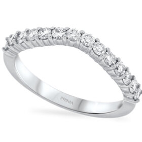 PRIMA NY (Y)14KW 0.51CT CURVED RND DIAMOND SHARED PRONG HALF WAY RND WEDDING BAND