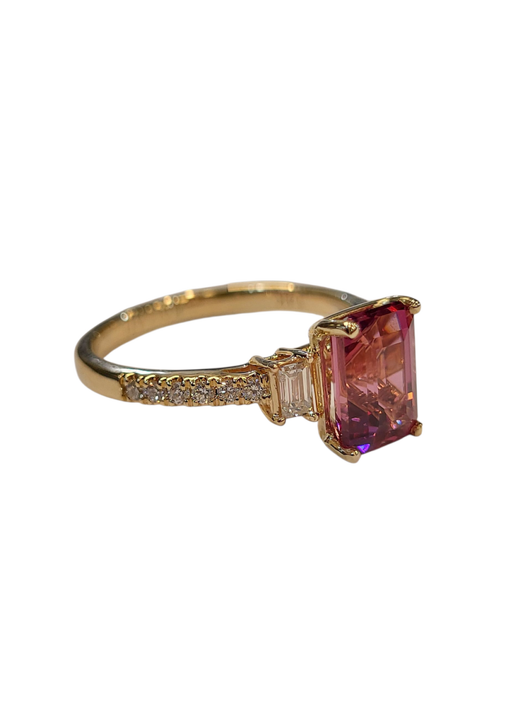 KALLATI (Y) 14K 2.36TG .50DIA , YELLOW GOLD RING, 2.36CT NATURAL TANGA GARNET 8.55MMX5.8MMX4.65MM,  .50CT IN DIAMONDS