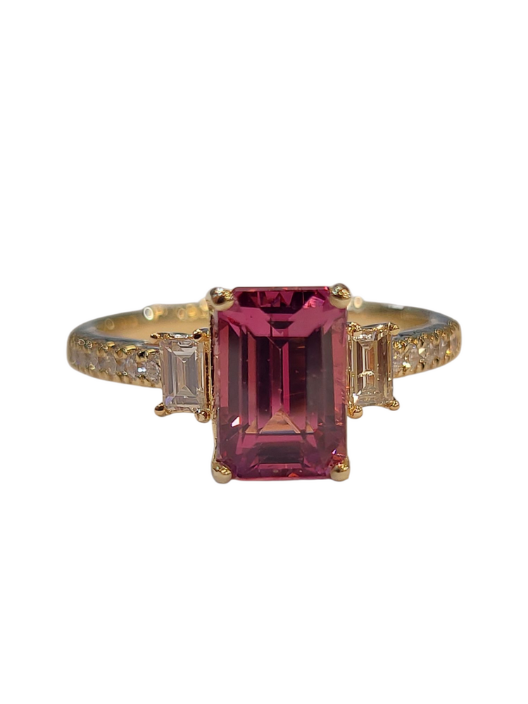 KALLATI (Y) 14K 2.36TG .50DIA , YELLOW GOLD RING, 2.36CT NATURAL TANGA GARNET 8.55MMX5.8MMX4.65MM,  .50CT IN DIAMONDS