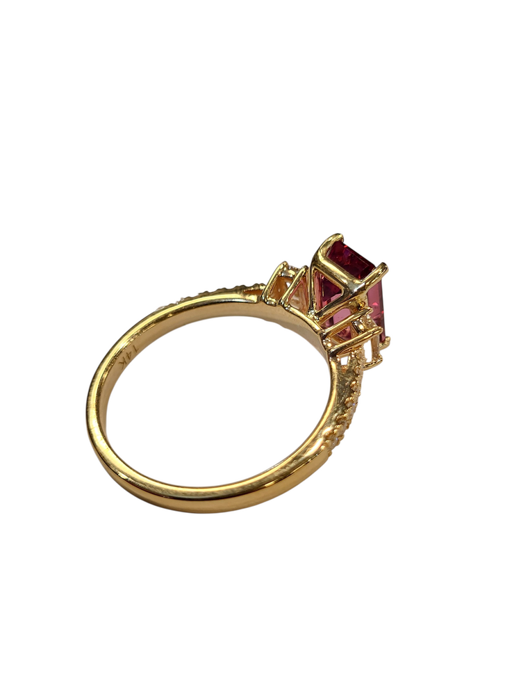 KALLATI (Y) 14K 2.36TG .50DIA , YELLOW GOLD RING, 2.36CT NATURAL TANGA GARNET 8.55MMX5.8MMX4.65MM,  .50CT IN DIAMONDS