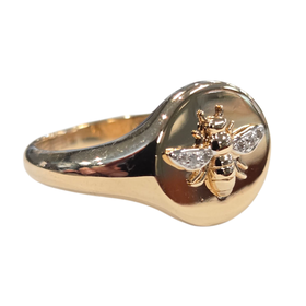EFFY (X) 14K .02CT D VS2 F DIA, YELLOW GOLD "EFFY" DESIGNER RING WITH BEE & DIAMONDS