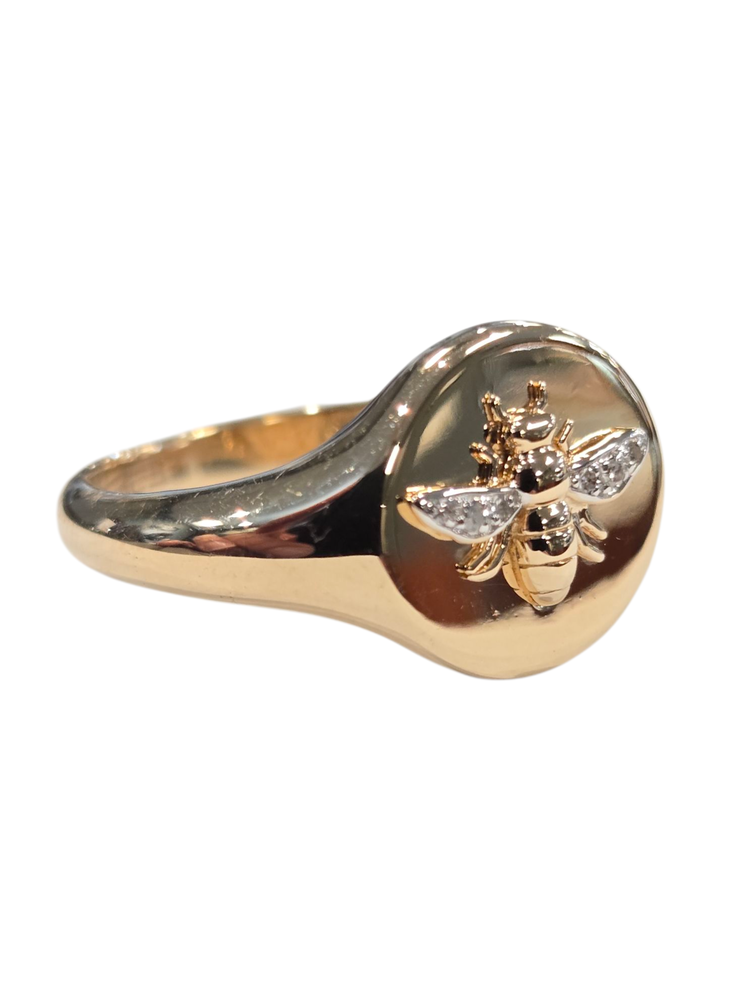 EFFY (X) 14K .02CT D VS2 F DIA, YELLOW GOLD "EFFY" DESIGNER RING WITH BEE & DIAMONDS
