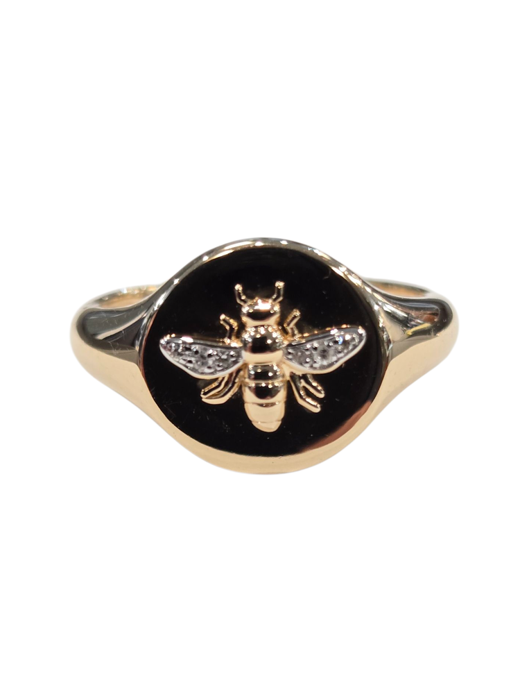 EFFY (X) 14K .02CT D VS2 F DIA, YELLOW GOLD "EFFY" DESIGNER RING WITH BEE & DIAMONDS