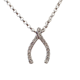 EFFY (X) 14K .07CT DIA  , WHITE GOLD WISHBONE DIAMOND NECKLACE BY DESIGNER "EFFY"