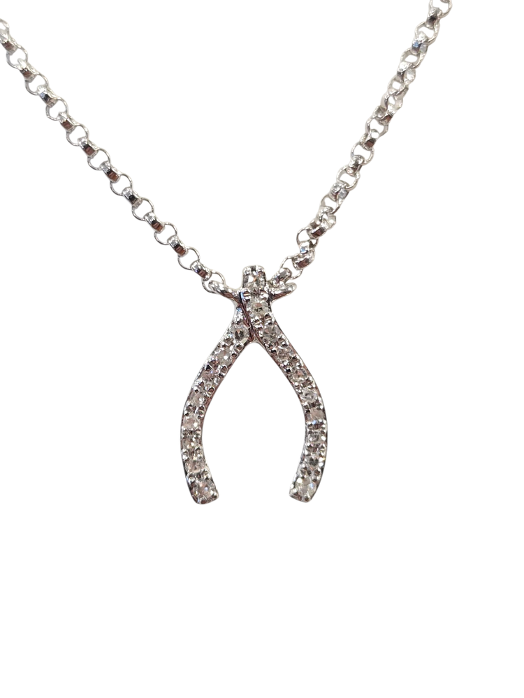 EFFY (X) 14K .07CT DIA  , WHITE GOLD WISHBONE DIAMOND NECKLACE BY DESIGNER "EFFY"