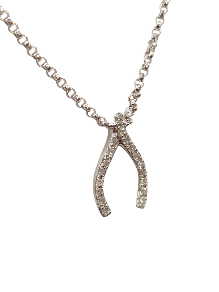 EFFY (X) 14K .07CT DIA  , WHITE GOLD WISHBONE DIAMOND NECKLACE BY DESIGNER "EFFY"