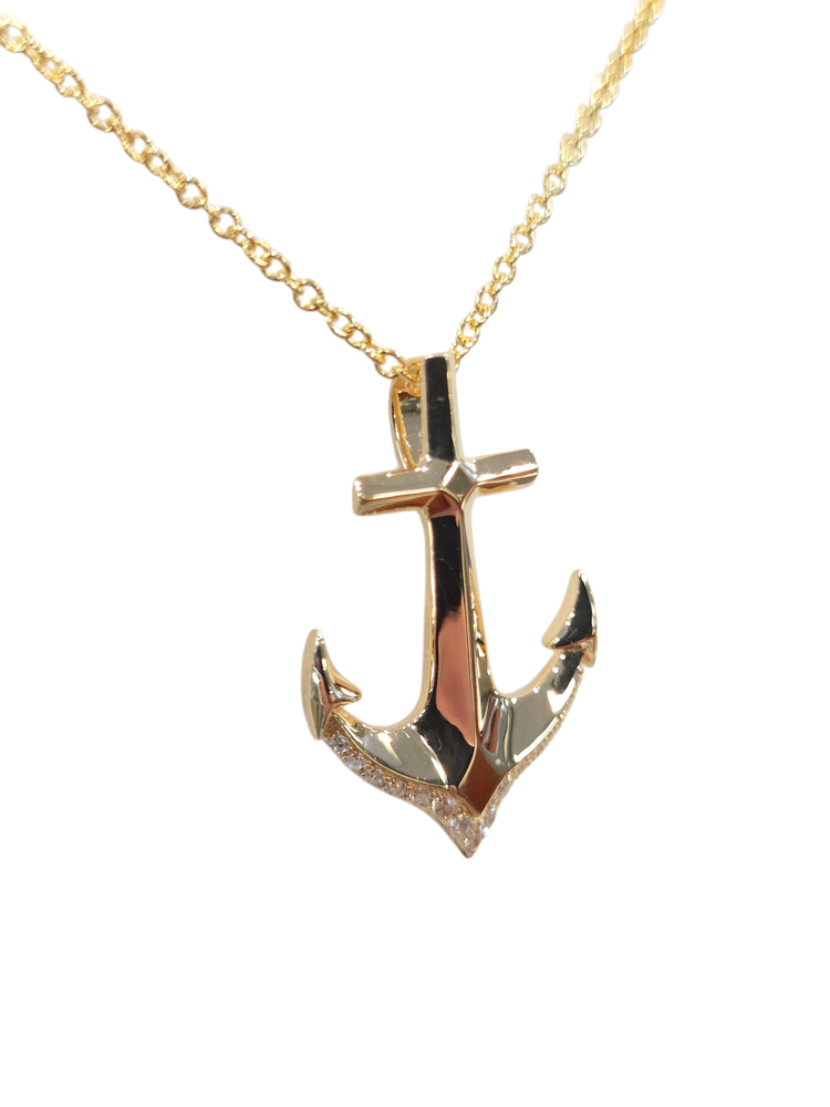 EFFY (X)14KY .07CT ANCHOR,  YELLOW GOLD DIAMOND ANCHOR PENDANT BY DESIGNER "EFFY"
