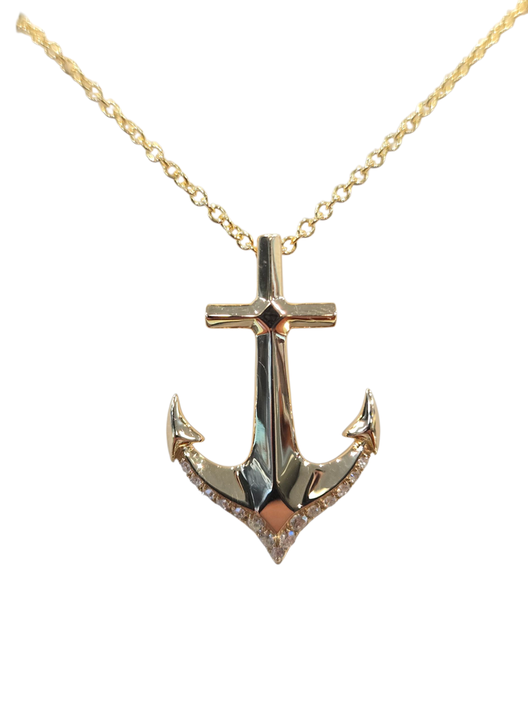 EFFY (X)14KY .07CT ANCHOR,  YELLOW GOLD DIAMOND ANCHOR PENDANT BY DESIGNER "EFFY"