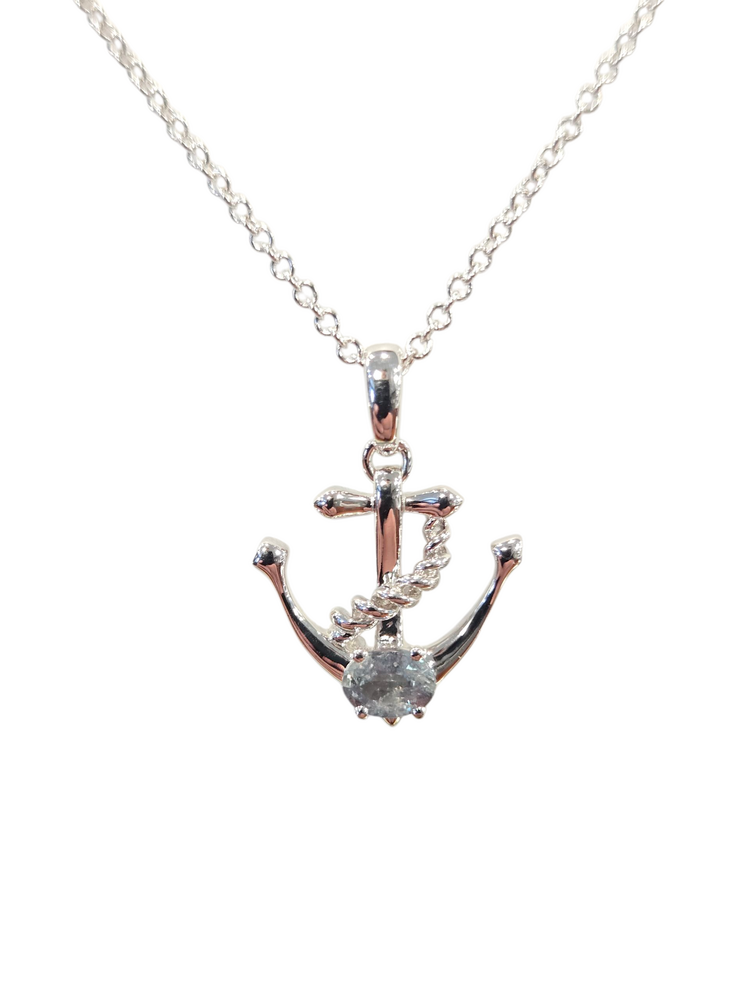 EFFY (X) 14K ALEX ON ANCHOR,  WHITE GOLD ANCHOR PENDANT WITH NATURAL ALEXANDRITE BY DESIGNER "EFFY"