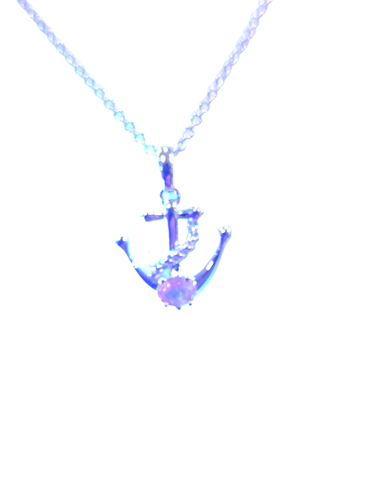 EFFY (X) 14K ALEX ON ANCHOR,  WHITE GOLD ANCHOR PENDANT WITH NATURAL ALEXANDRITE BY DESIGNER "EFFY"