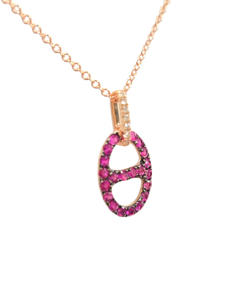 EFFY (X) 14K .30RU .03DIA , ROSE GOLD ANCKOR LINK WITH RUBIES & DIAMOND DESIGNED BY "EFFY"
