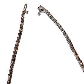 GEMDEK (Y)PLT 16.43CTW DIA COGNAC FANCY BROWN YELLOW AND WHITE DIAMOND MULTI CUTS PLATINUM TENNIS NECKLACE