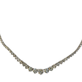 GEMDEK (Y)18KW DIA 9.86CTW GRADUATED I-G/SI QUALITY ROUND CUT DIAMOND TENNIS 18.5” LONG  WHITE GOLD NECKLACE