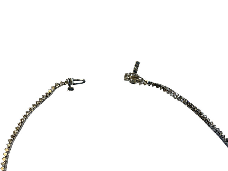 GEMDEK (Y)18KW DIA 9.86CTW GRADUATED I-G/SI QUALITY ROUND CUT DIAMOND TENNIS 18.5” LONG  WHITE GOLD NECKLACE