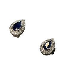(Y)14KW 0.39 SAPPHIRE 0.15 DIAMOND PEAR STUDS