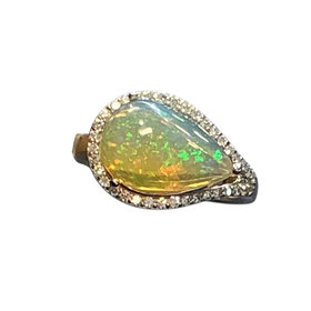 GEMDEK (Y)14K OP 3.67CT DIA .33CT WHITE GOLD OPAL/DIAMOND RING