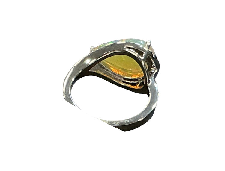 GEMDEK (Y)14K OP 3.67CT DIA .33CT WHITE GOLD OPAL/DIAMOND RING