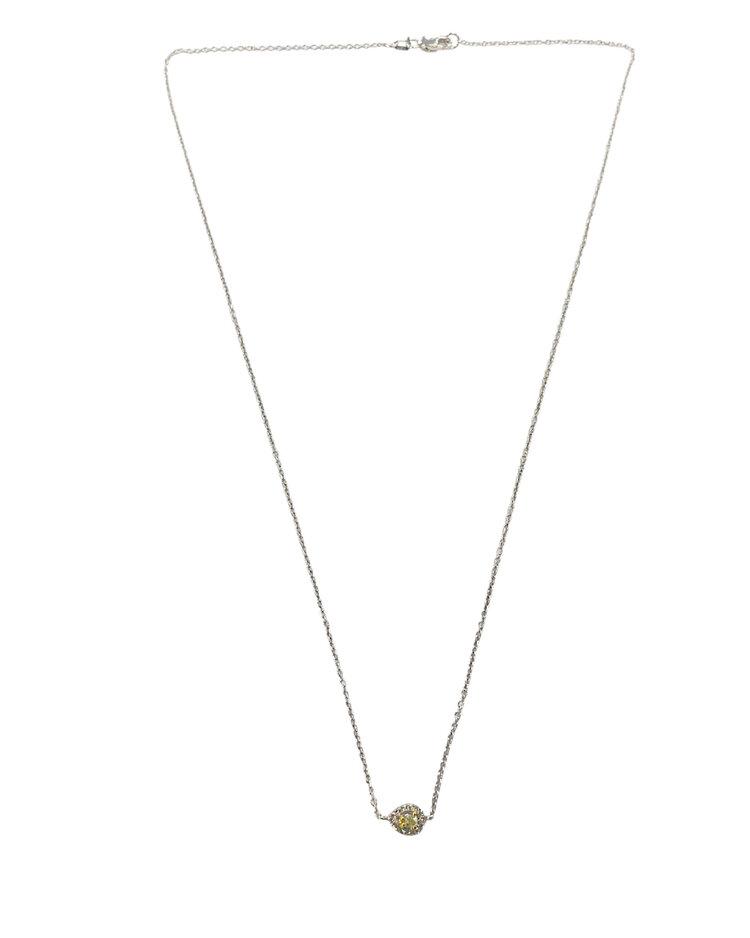 (Y)14KW .22CTW DIA WHITE & YELLOW DIAMOND HALO NECKLACE