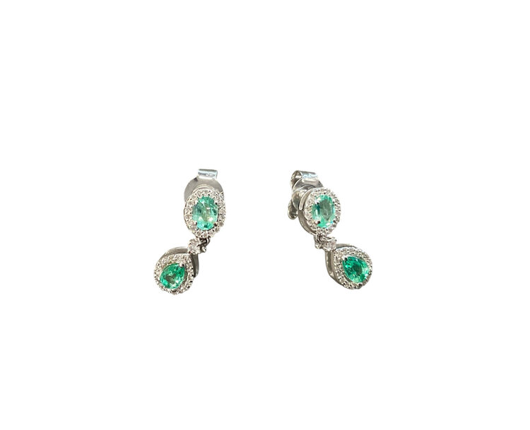 (Y)14KW 0.61 EMERALD 0.20 DIAMOND PEAR DROP EARRINGS