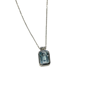 RYAN GEMS INC (Y)14K AQ 1.00 DIA 0.03, AQUAMARINE AND DIAMOND PENDANT ON WHITE GOLD CHAIN