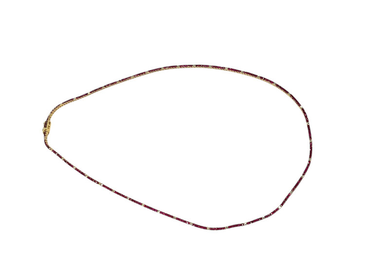 RYAN GEMS INC (Y)14K DIA 0.60 RU 5.10, RUBY AND DIAMOND NECKLACE YELLOW GOLD