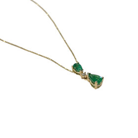 RYAN GEMS INC (Y)14K EM 0.60 DIA 0.02, EMERALD AND DIAMOND PENDANT ON YELLOW GOLD CHAIN