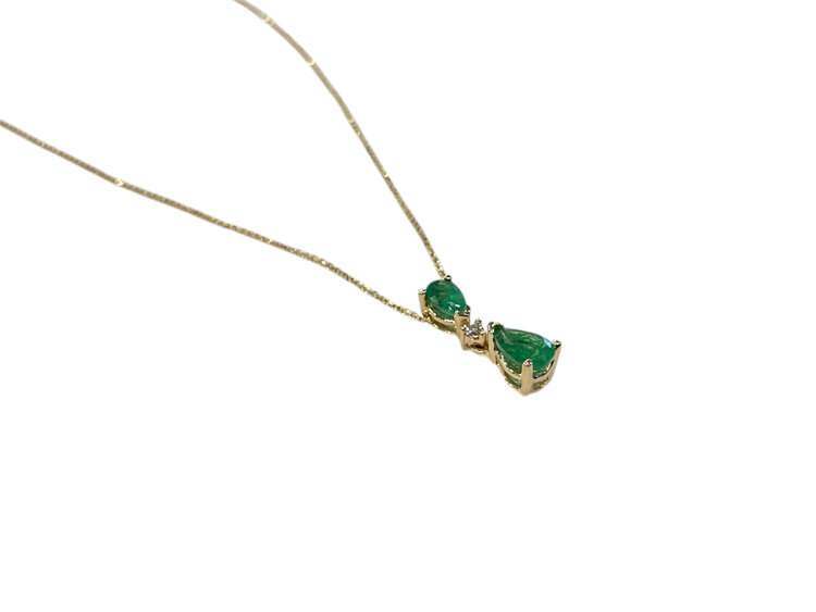 RYAN GEMS INC (Y)14K EM 0.60 DIA 0.02, EMERALD AND DIAMOND PENDANT ON YELLOW GOLD CHAIN