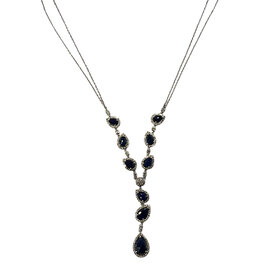 RYAN GEMS INC (Y)14K SA 5.70 DIA 1.40, DIAMOND AND SAPPHIRE NECKLACE, WHITE GOLD