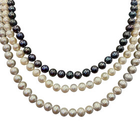 (Y)925 FWP TRIPLE STRAND MULTI COLOR FRESH WATER PEARL 18” LONG NECKLACE