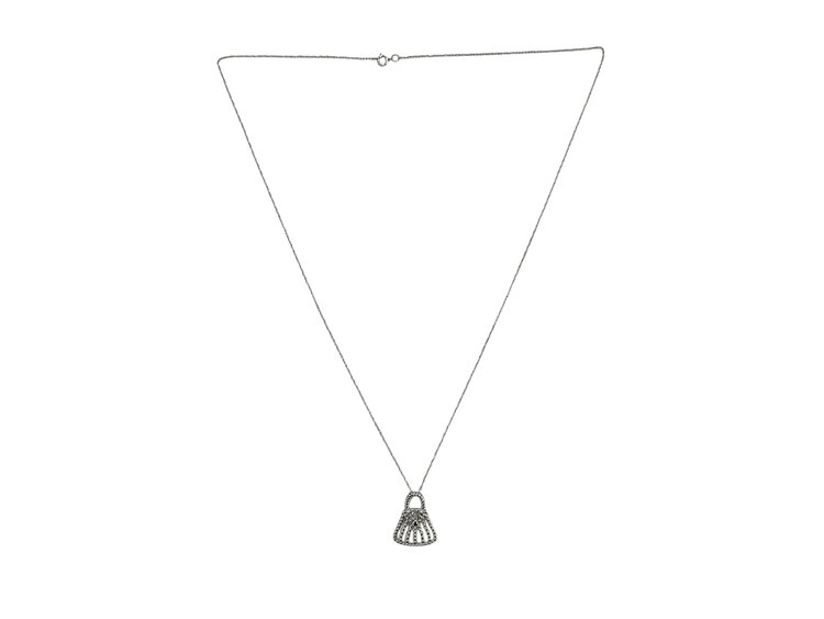 (Z)10K 0.10CT DIA, NATURAL DIAMOND PURSE PENDANT ON WHITE GOLD CHAIN