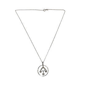 (Z)14K 0.17CT DIA, DIAMOND FLORAL PENDANT ON 16” WHITE GOLD CHAIN