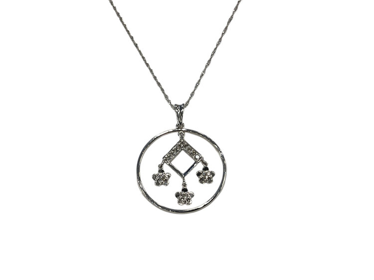 (Z)14K 0.17CT DIA, DIAMOND FLORAL PENDANT ON 16” WHITE GOLD CHAIN