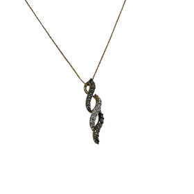(Z)10K 0.50CTW, WHITE/CHOCOLATE DIAMOND GENUINE PENDANT ON YELLOW GOLD CHAIN