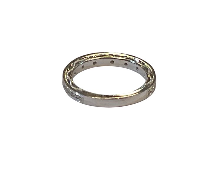 PRIMA NY (Y)14KW .33CTW DIAMOND CHANNEL DOUBLE MILGRAIN SIDE FILIGREE WHITE GOLD WEDDING BAND