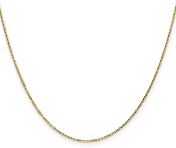 (Y)14KY 18” CABLE ELONGATED DIAMOND CUT  0.6MM YELLOW GOLD CHAIN