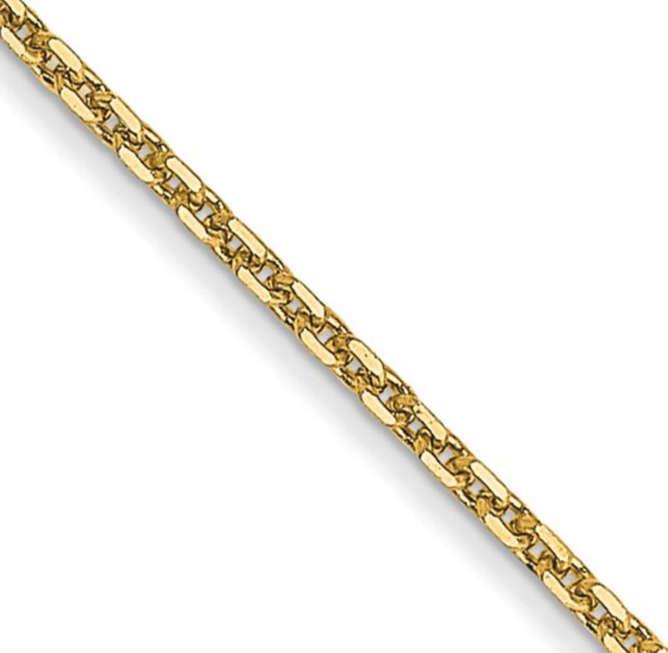 (Y)14KY 18” CABLE ELONGATED DIAMOND CUT  0.6MM YELLOW GOLD CHAIN
