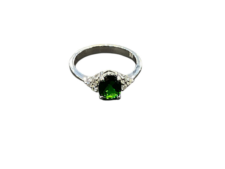 RYAN GEMS INC (Y)14K 1.25 CD 0.13 DIA, CHROMIUM DIOPSIDE AND DIAMOND WHITE GOLD RING