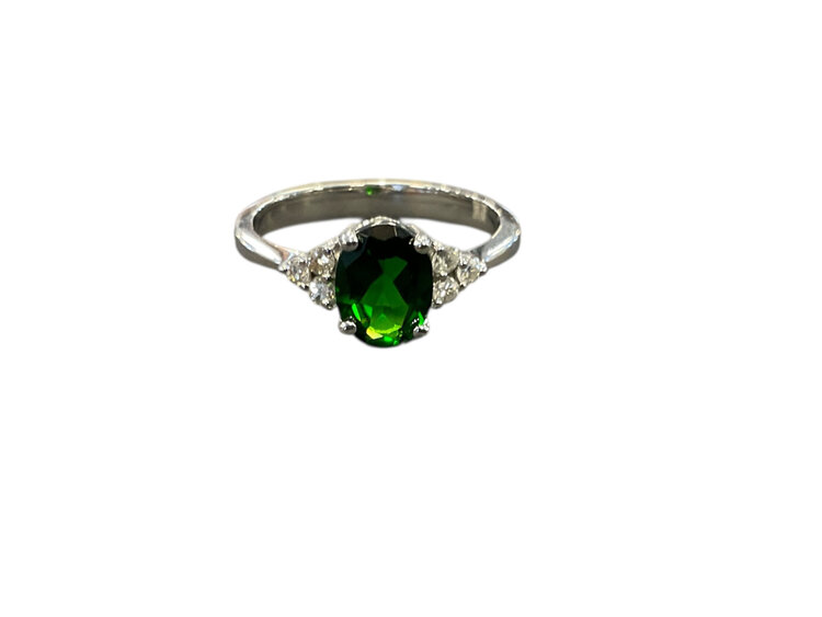 RYAN GEMS INC (Y)14K 1.25 CD 0.13 DIA, CHROMIUM DIOPSIDE AND DIAMOND WHITE GOLD RING