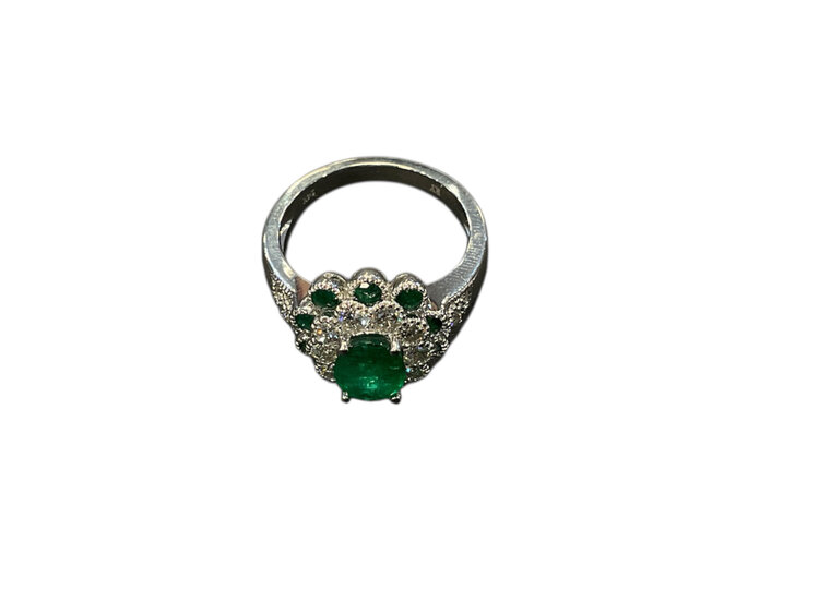 RYAN GEMS INC (Y)14K EM 1.80 DIA 0.65, EMERALD AND DIAMOND RING
