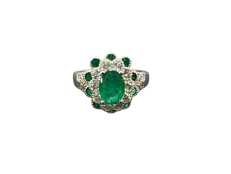 RYAN GEMS INC (Y)14K EM 1.80 DIA 0.65, EMERALD AND DIAMOND RING