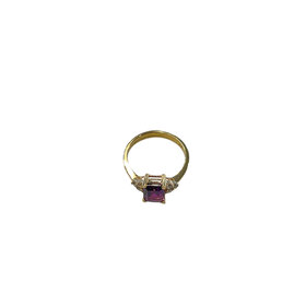 RYAN GEMS INC (Y)14K 1.60 AM 0.20 DIA, AMETHYST AND DIAMOND YELLOW GOLD RING