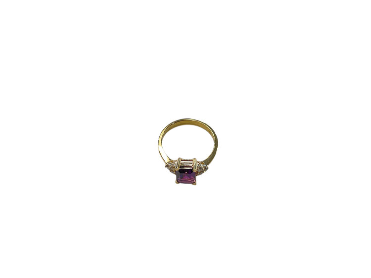 RYAN GEMS INC (Y)14K 1.60 AM 0.20 DIA, AMETHYST AND DIAMOND YELLOW GOLD RING
