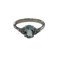 RYAN GEMS INC (Y)14K 1.10 AQ 0.13 DIA, AQUAMARINE AND DIAMOND RING WHITE GOLD
