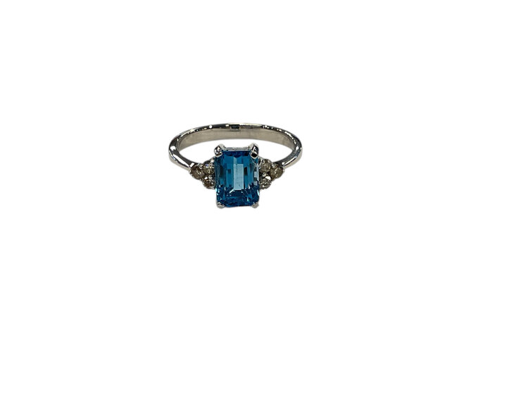 RYAN GEMS INC (Y)14K 2.00 BT 0.20 DIA, BLUE TOPAZ AND DIAMOND WHITE GOLD RING
